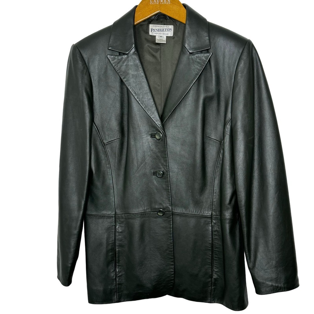 Pendleton Leather Button Front Jacket - image 1